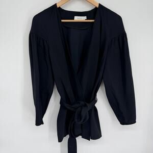 A.L.C. Jacket Blazer Women’s 8 Navy Peasant Sleeves Belt Quiet Luxury Old Money